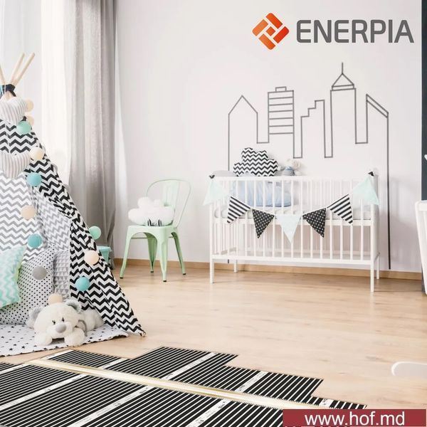 Инфракрасный пленочный теплый пол Enerpia 220Вт/м&sup2; 1м&sup2; (0.5м х 2м) /220Вт под ламинат с сенсорным программируемым терморегулятором AC605H белым или черным EnerpiaAC605H фото