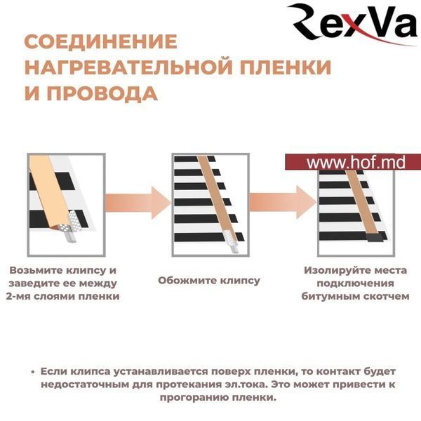 Пленочный теплый пол под ламинат Rexva PTC 220Вт/м&sup2; 1м&sup2; (0.5м х 2м) /220Вт с механическим терморегулятором AC308 белым или черным rexvaAC308 фото
