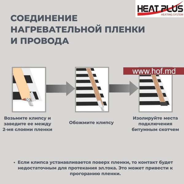 Пленочный теплый пол под ламинат Heat Plus 220Вт/м&sup2; 10 м&sup2; (0.5м х20м) /2200Вт с механическим терморегулятором AC308 белым или черным HeatPlusAC308 фото
